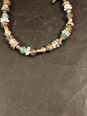 Beaded Necklace with Turquoise and Bronze Accents